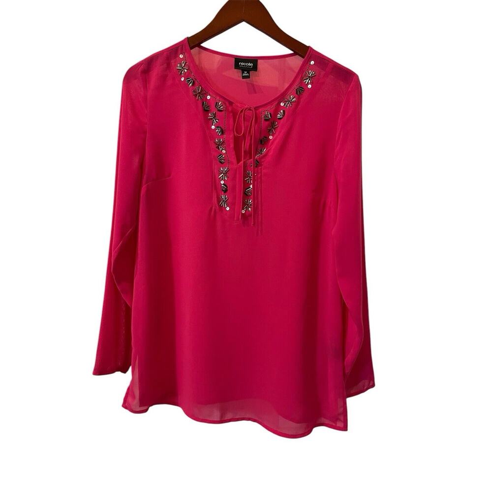 Nicole Miller Ladies' Sheer Embellished Tunic Pink Med